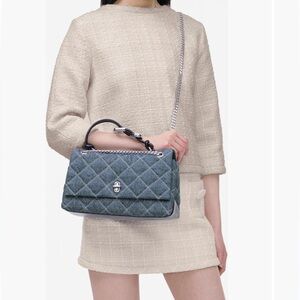 Authentic Marc Jacobs Denim quilted light wash indigo blue Shoulder Bag new